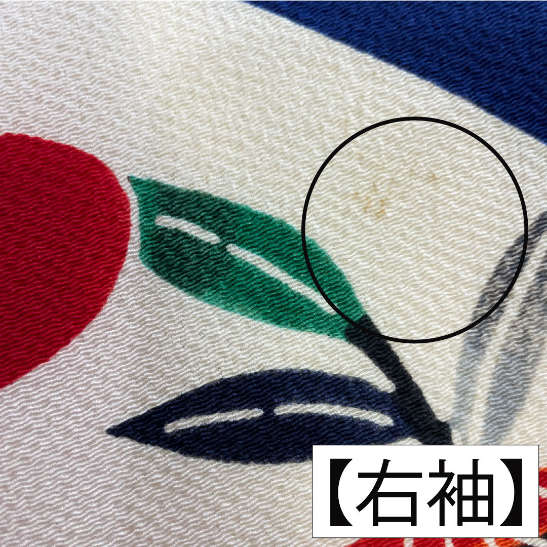 Furisode, pure silk, length 165cm, sleeve length 66cm, lined, lapis lazuli color, Kyoto Bingata, auspicious motif, A rank, navy blue, 1113002053518