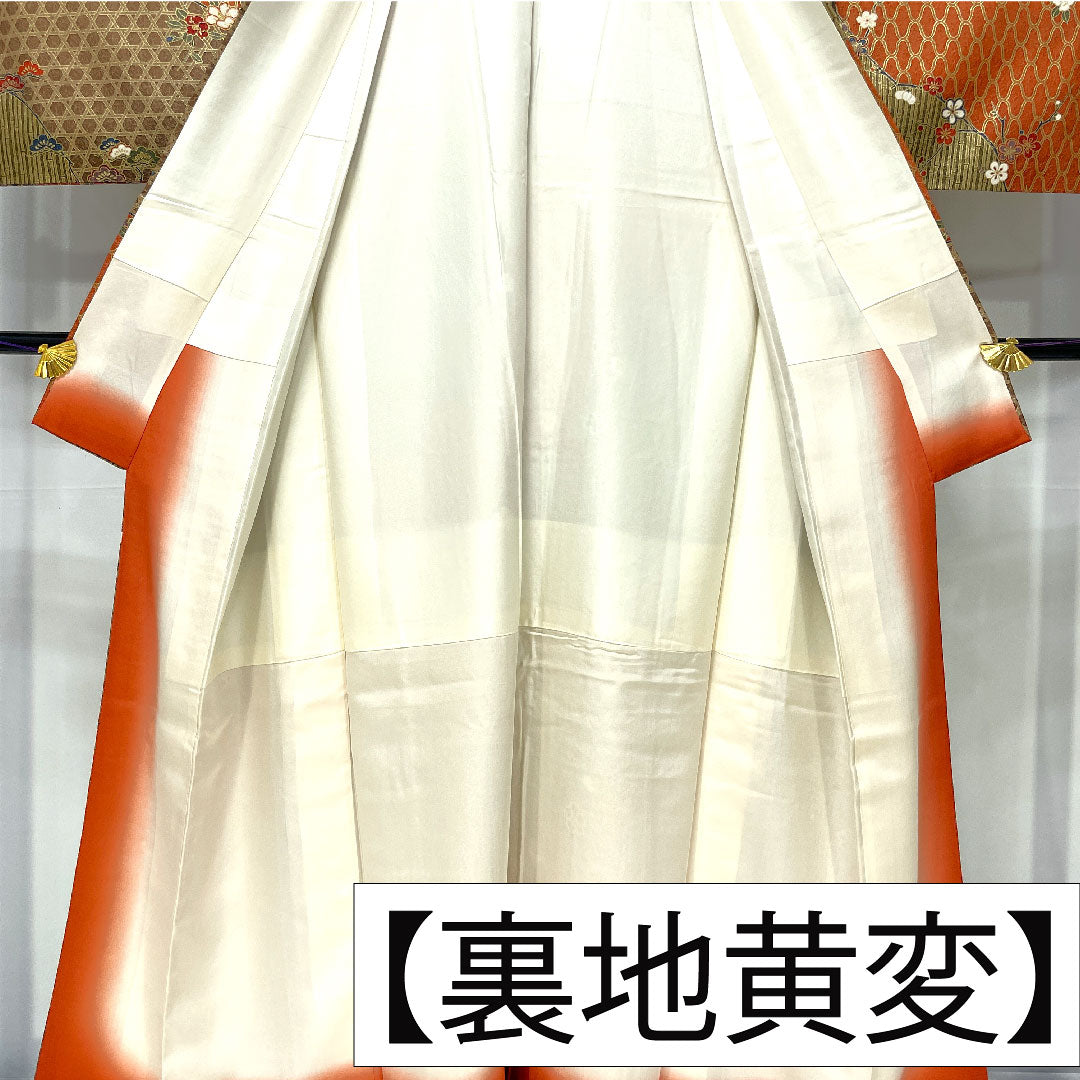 訪問着 正絹 袷 身丈157cm 裄丈63.5cm 京友禅 松竹梅 Sランク 茶系 1112005482314
