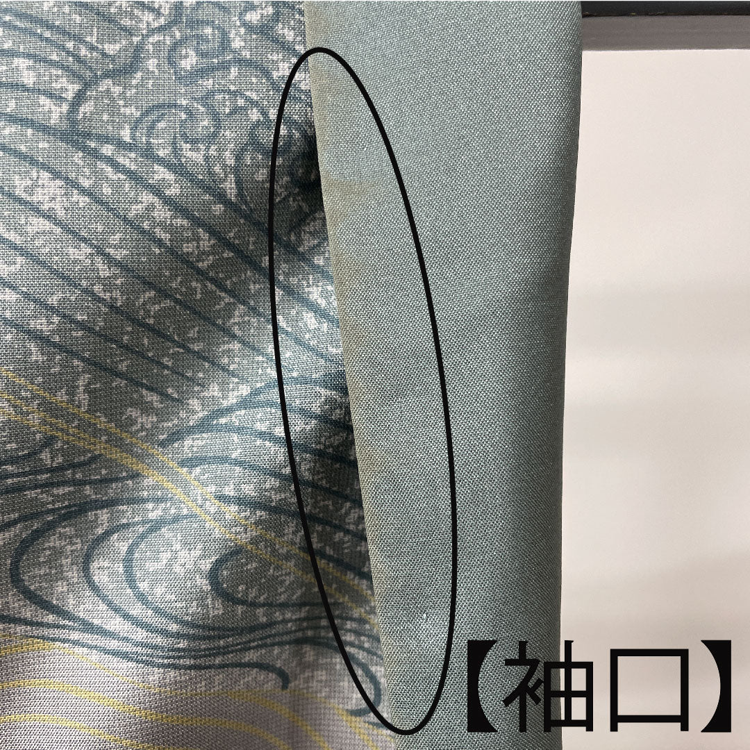 Homongi, lined, length 164cm, sleeve length 66cm, pongee fabric, wave pattern, pure silk, A rank, gradation style, 1112002743499