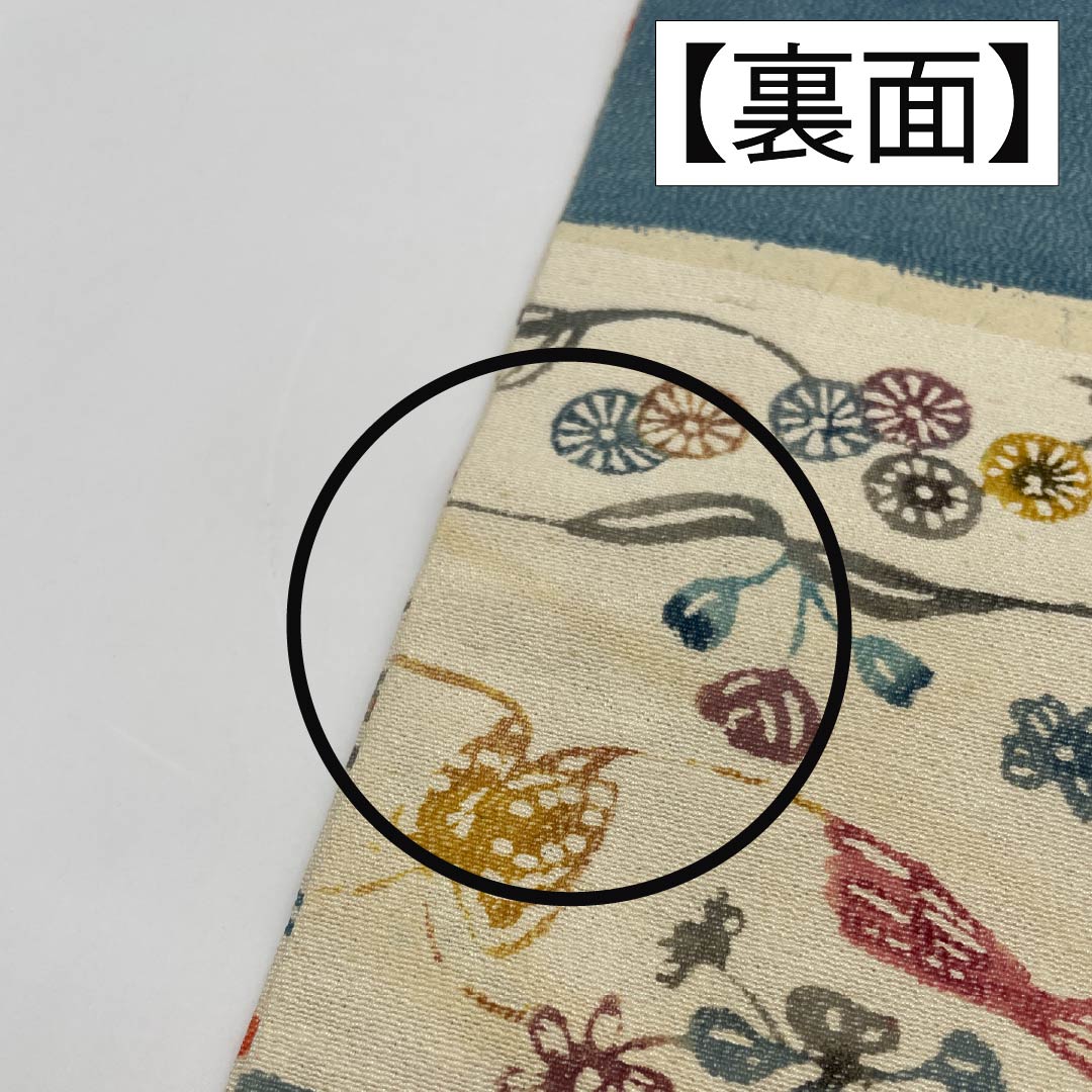 Nagoya Obi, Pure Silk, Grade A, Off-White, Kyoto Bingata Floral Pattern, Toyama, 340cm Long, Full Length, Casual, Cream, Product Number: 1124009233315, Nagoya Style