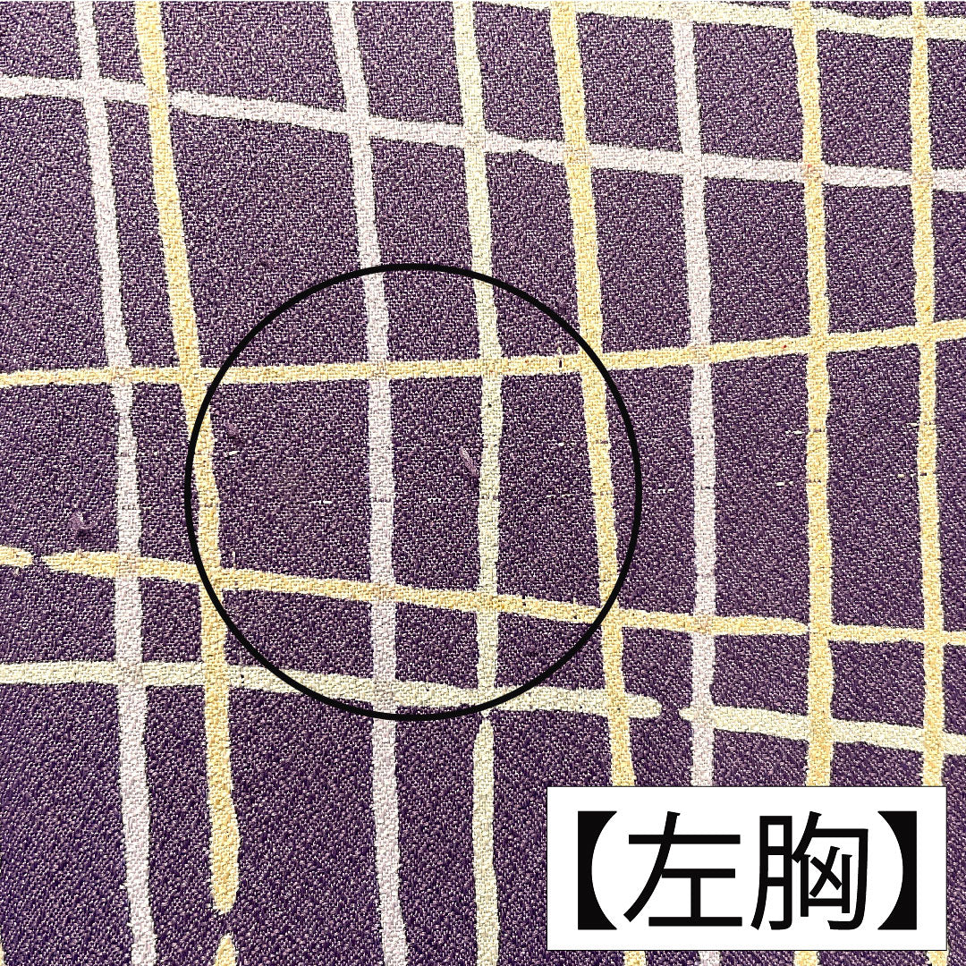 小紋 ポリエステル 身丈159cm 裄丈66cm 単衣 古代紫色(こだいむらさきいろ) 洗える着物 格子 Aランク 紫系 1115004863320