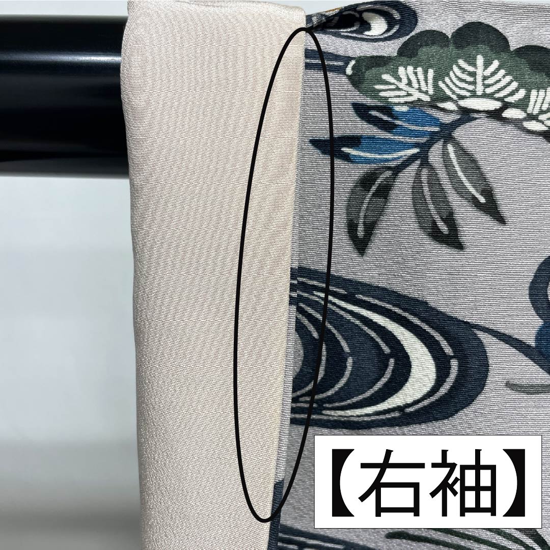 小紋 正絹 Aランク 身丈157.5cm 裄丈62.5cm 袷 薄墨色(うすずみいろ) 京紅型 流水 草花模様 グレー系 1115006373322