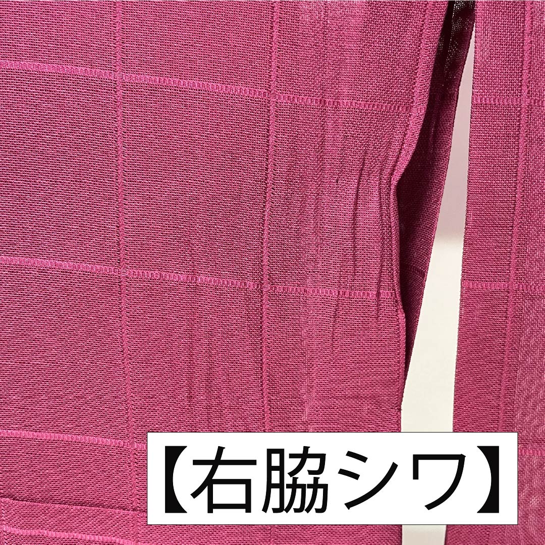 Summer pure silk tsumugi (pongee) kimono, length 159cm, sleeve length 64.5cm, crimson color, woven gauze pattern, checkered pattern, A rank, vermilion, 1132002763316