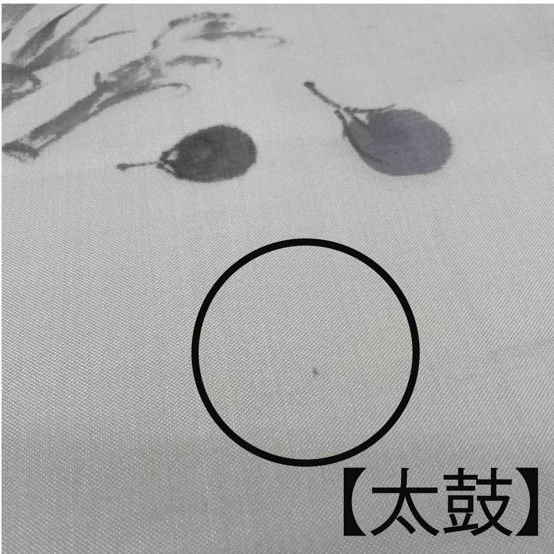 名古屋帯 卯の花色 夏帯 紗 なすび たけのこ 染帯 作家物 西陣織 帯丈375.5cm 正絹 Aランク ポイント柄 カジュアル グレー系 1124003903322 名古屋仕立て