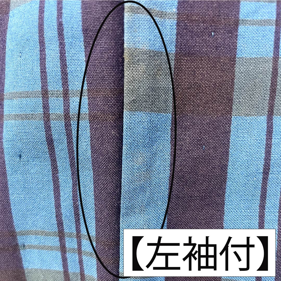 メンズ浴衣 木綿 Bランク 身丈142cm 裄丈68.5cm 青黛色(せいたいいろ) 格子 単衣 青系 1138000914417
