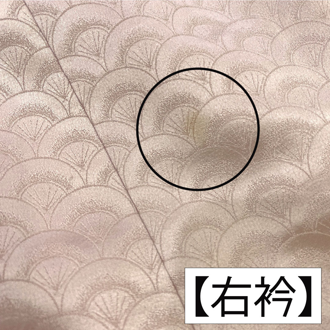 色無地 正絹 身丈164.5cm 裄丈63.5cm 桜色(さくらいろ) 扇 無地訪問着 袷 紋なし Aランク ピンク系 1114001393413