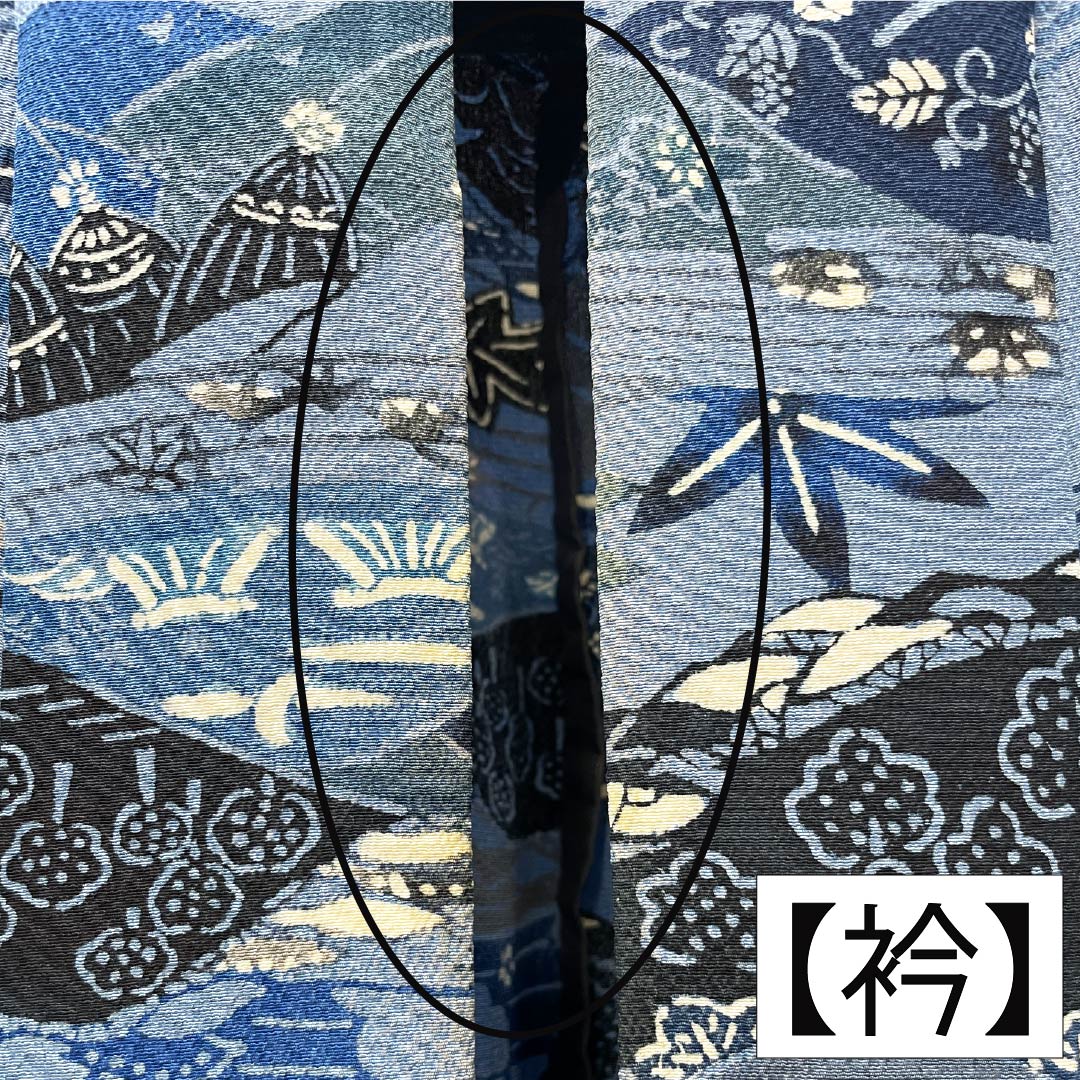 小紋 正絹 身丈154cm 裄丈64.5cm 単衣 空色(そらいろ) 型染 藍型調 吉祥文様 Bランク 青系 1115005614217