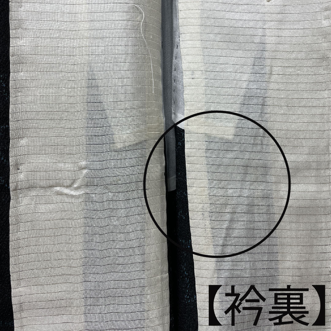 紬 正絹 身丈151.5cm 裄丈62cm 紅葉 Aランク 単衣 黒系 1116003153210