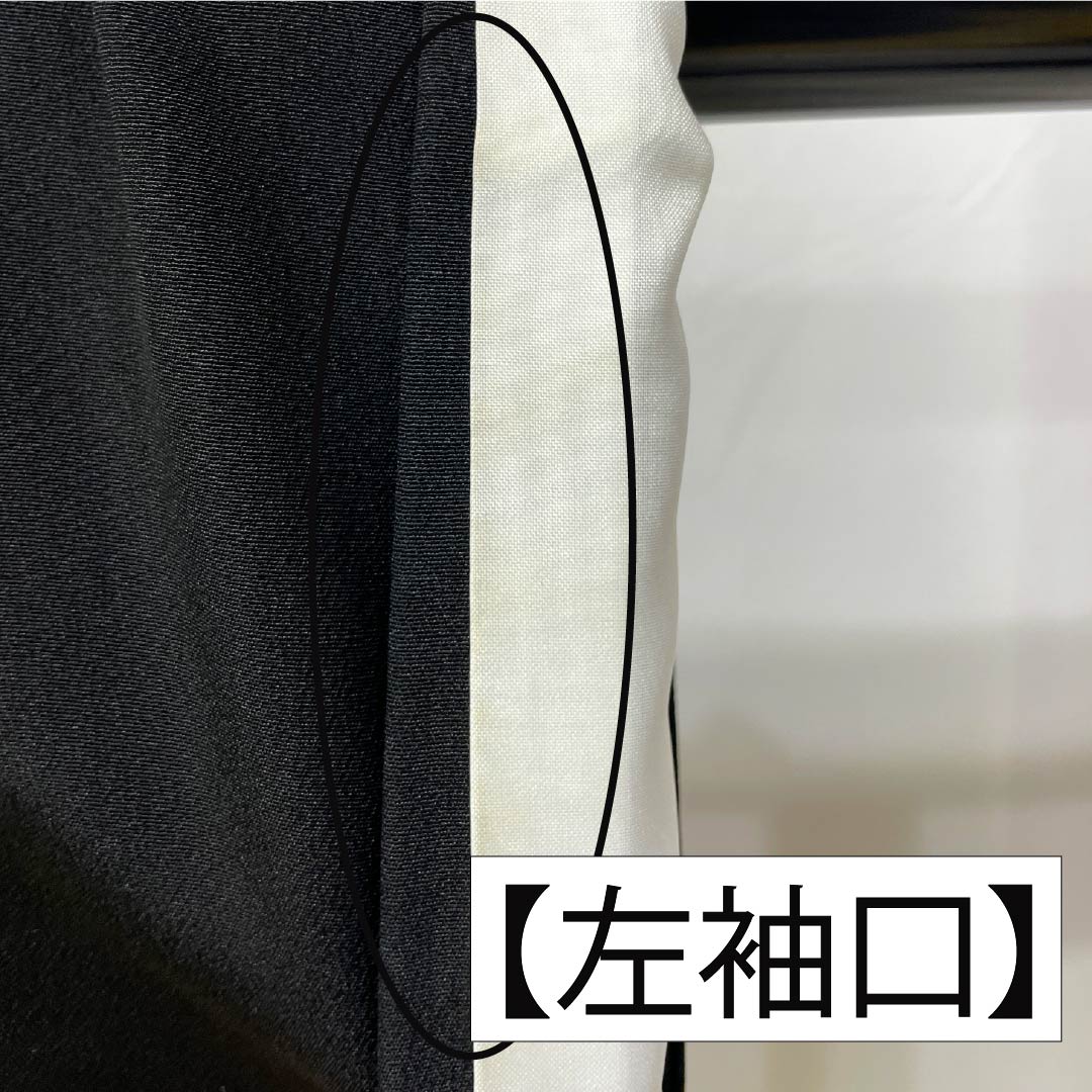 黒留袖 ポリエステル Bランク 身丈162cm 裄丈65.5cm 袷 京友禅 五つ紋 揚羽蝶 地紙 扇面 草花 洗える着物 五つ紋 黒系 1111001884410
