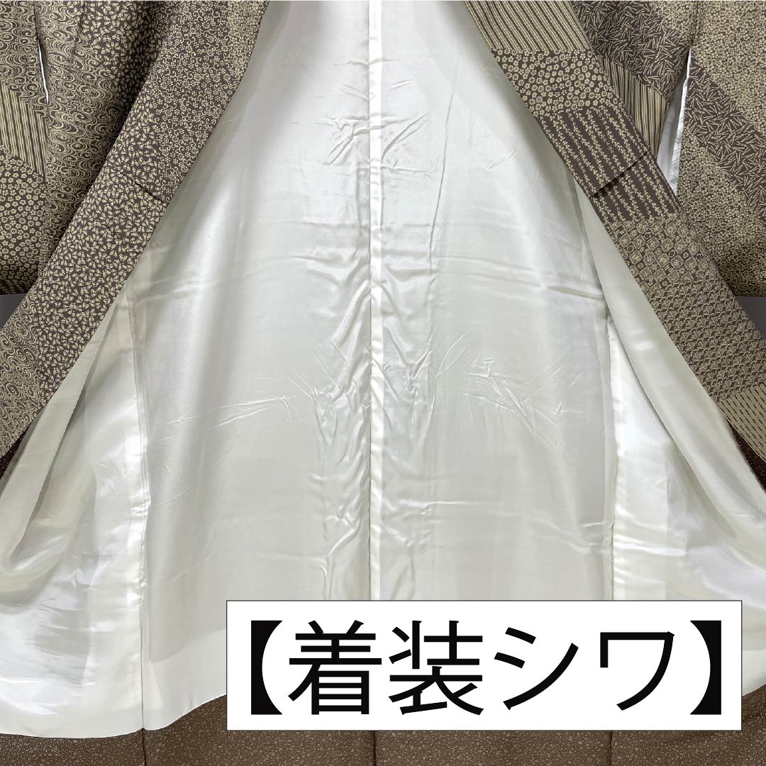 Formal Kimono, Pure Silk, S Rank, Lined, Length 158cm, Sleeve-to-Sleeve 66cm, Oak Gray, Ise Katagami Stenciled, Artist-Made, Stencil Dye, Tango Chirimen Crepe, Undergarment with Removable Collar, Brown, 1112007742314