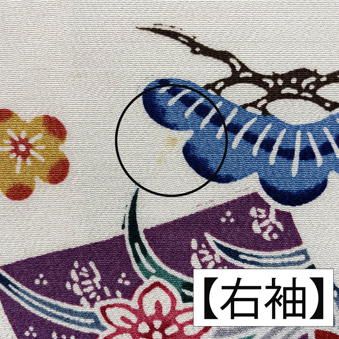 訪問着 正絹 Aランク 袷 身丈155.5cm 裄丈62cm 深紫色(ふかきむらさきいろ) 京紅型 松竹梅 蝶 扇面 菊 紫系 1112006403320