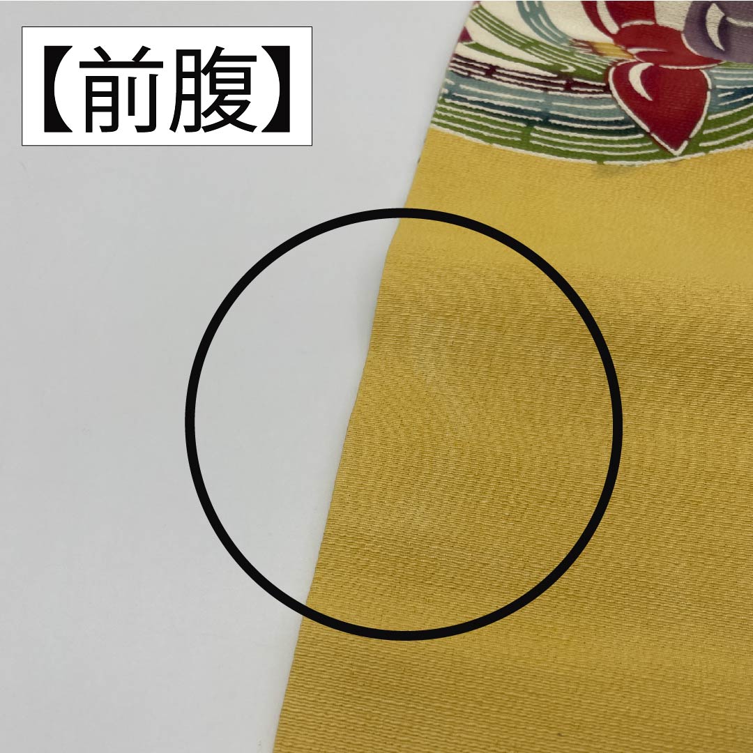 名古屋帯 正絹 Bランク 淡黄色色(たんこうしょくいろ) 型染 菖蒲 帯丈350cm ポイント柄 カジュアル 黄系 1124009704323 名古屋仕立て