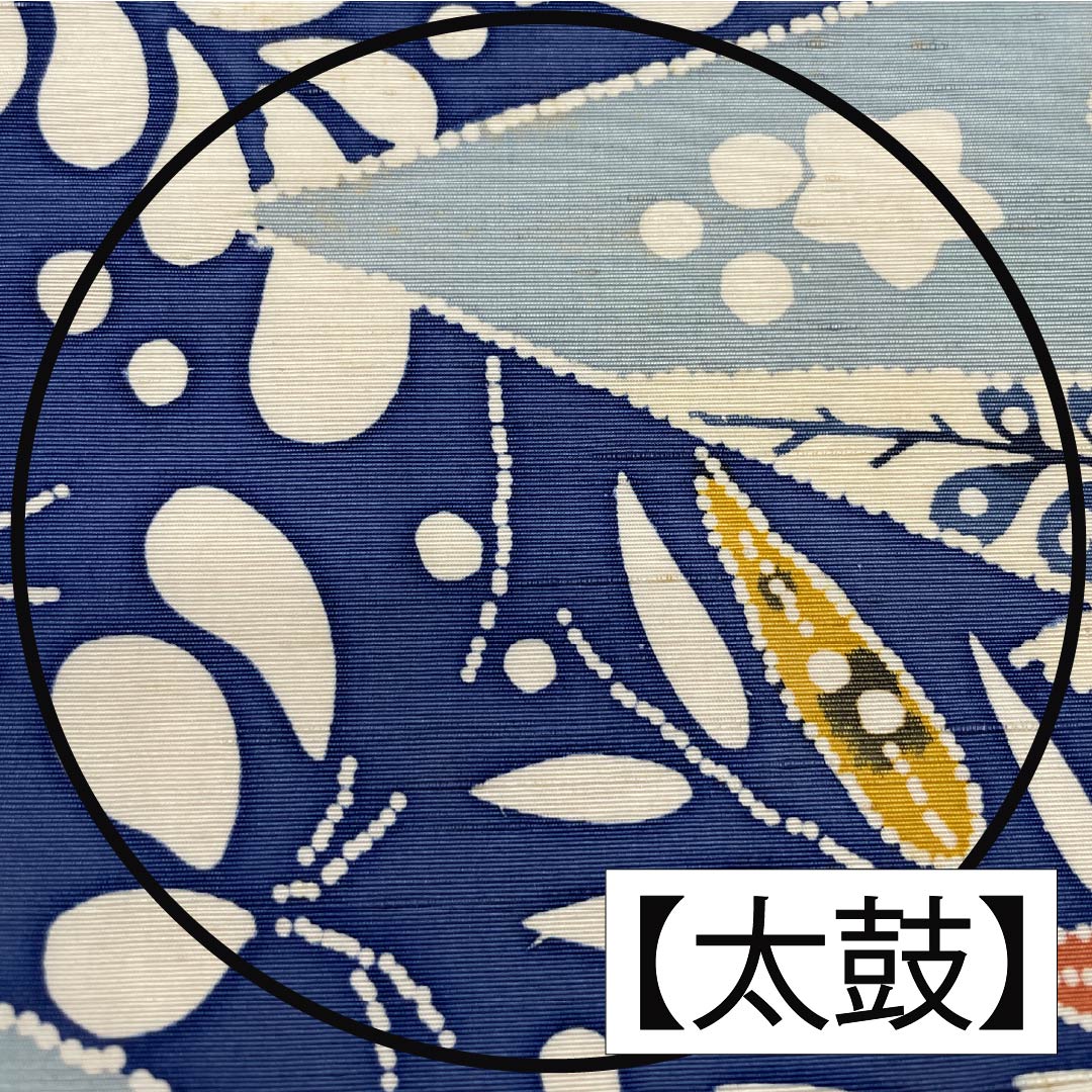 名古屋帯 韓藍色(からあいいろ) 紬地 辻ヶ花 染め帯 帯丈358cm 正絹 Bランク ポイント柄 カジュアル 青系 1124008264317 名古屋仕立て