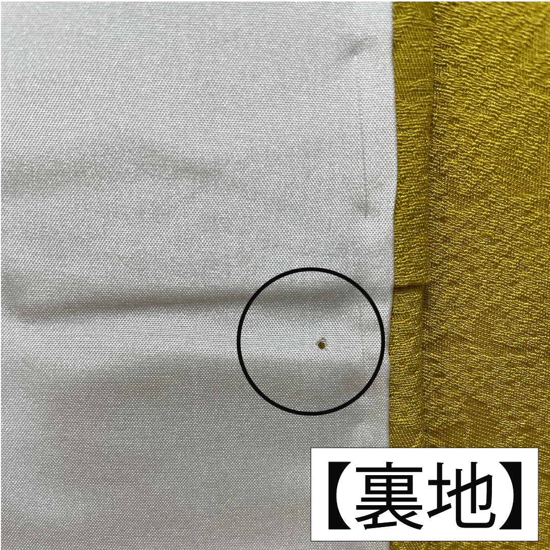 色無地 正絹 身丈168cm 裄丈65.5cm 藤黄色(とうおういろ) 唐草模様 袷 Aランク 黄系 1114001673523