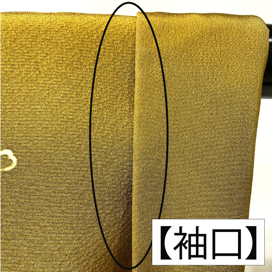 訪問着 正絹 袷 身丈156cm 裄丈66.5cm 木蘭色(もくらんじき) 桜 源氏香 パールトーン加工 Aランク 黄系 1112005433323