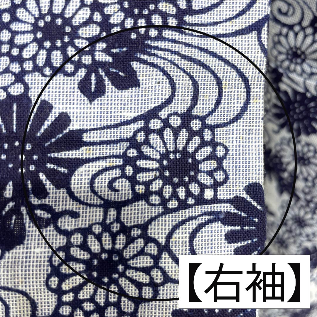 浴衣 木綿 身丈154cm 裄丈62cm Bランク 単衣 グレー系 水銀色(すいぎんいろ) 菊 流水 1118005914222