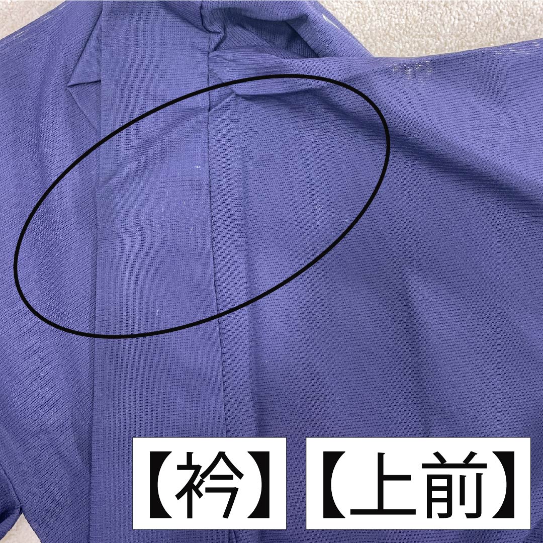 夏物 ポリエステル 色無地 Aランク 身丈155cm 裄丈65cm 紫烏色(しうしょく) 一つ紋 丸に抱き茗荷 洗える着物 絽 紫系 1132002933320