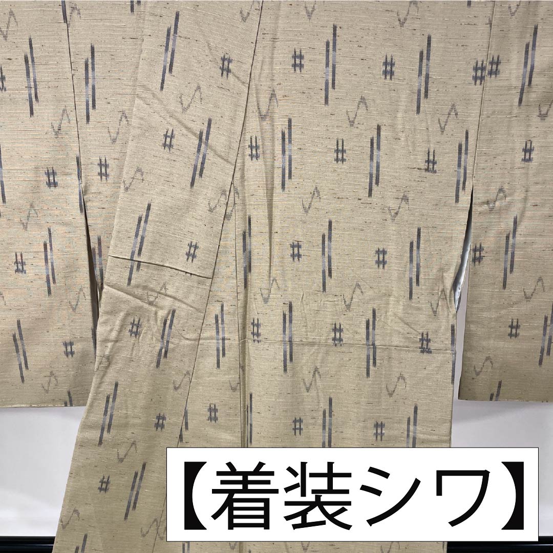 紬 正絹 Sランク 身丈162cm 裄丈65cm 白橡色(しろつるばみいろ) 米沢 ぜんまい紬 はればれ加工 袷 ベージュ系 1116004442425