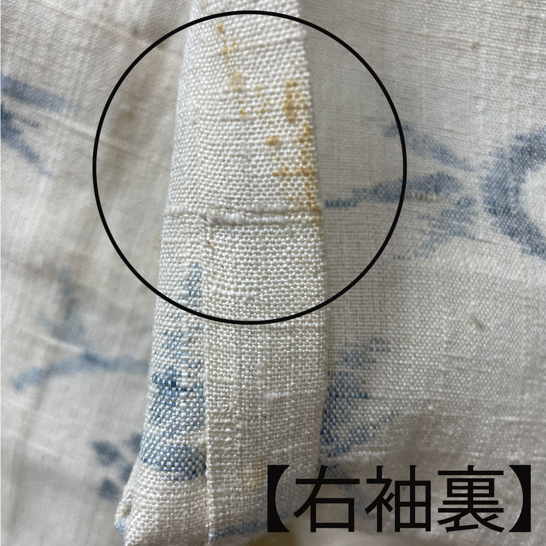 紬 身丈150.5cm 裄丈65cm 幾何学模様 正絹 Bランク 単衣 クリーム系 1116002424115