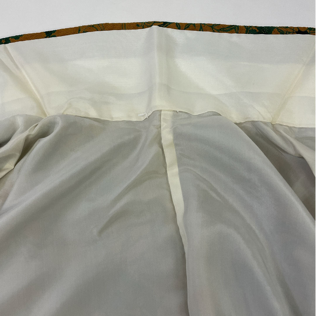 小紋 身丈161cm 裄丈63cm 袷 作家物 鶴に草花 型染 正絹 Aランク 茶系 1115000293314