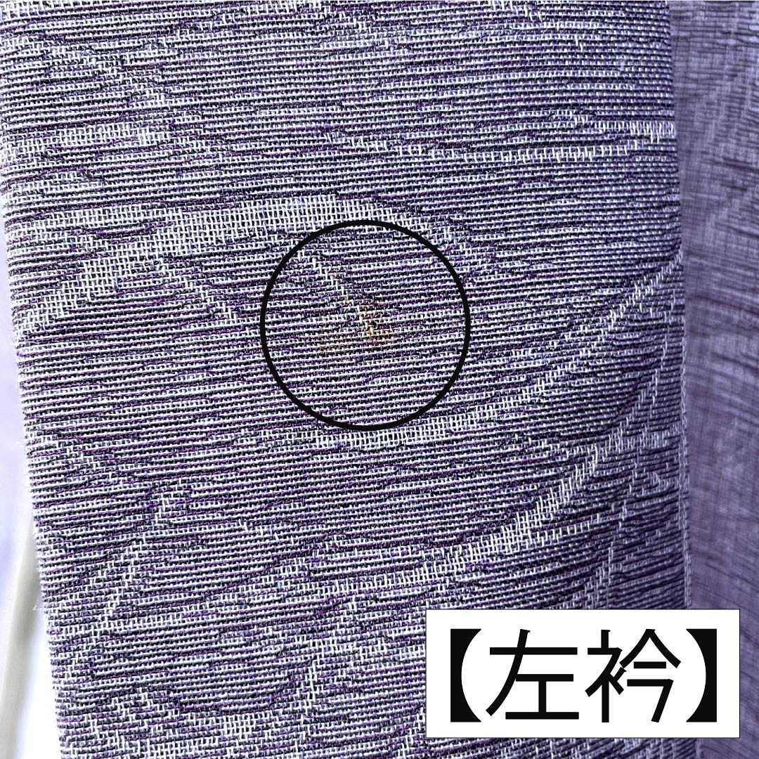 夏物 ポリエステル お召 Aランク 身丈158.5cm 裄丈63.5cm 二藍色(ふたあいいろ) ススキ 紗 紫系 1132004813320