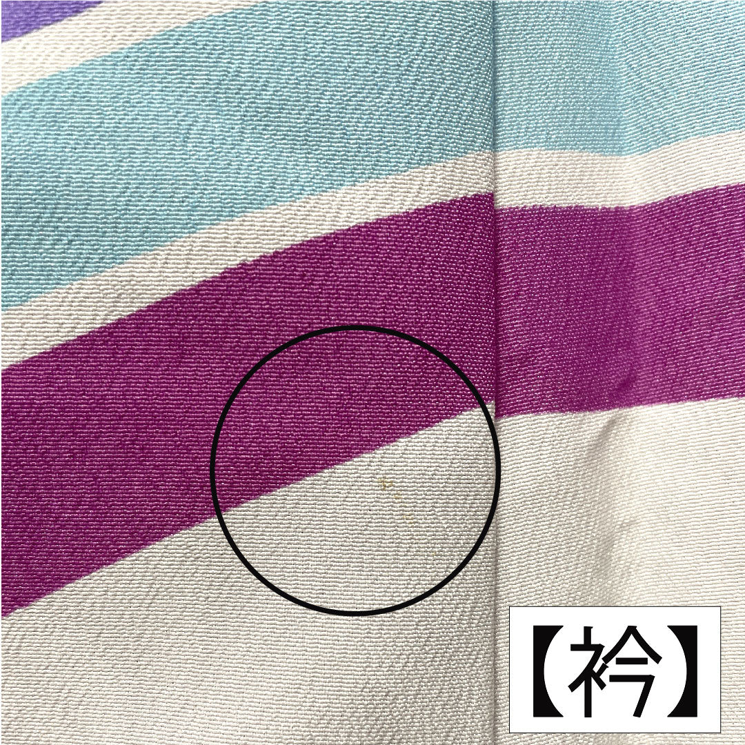 Homongi (formal kimono) made of polyester, single layer, length 161.5cm, sleeve length 66.5cm, aoi-iro (blue color), washable kimono, A rank, purple, 1112005383420