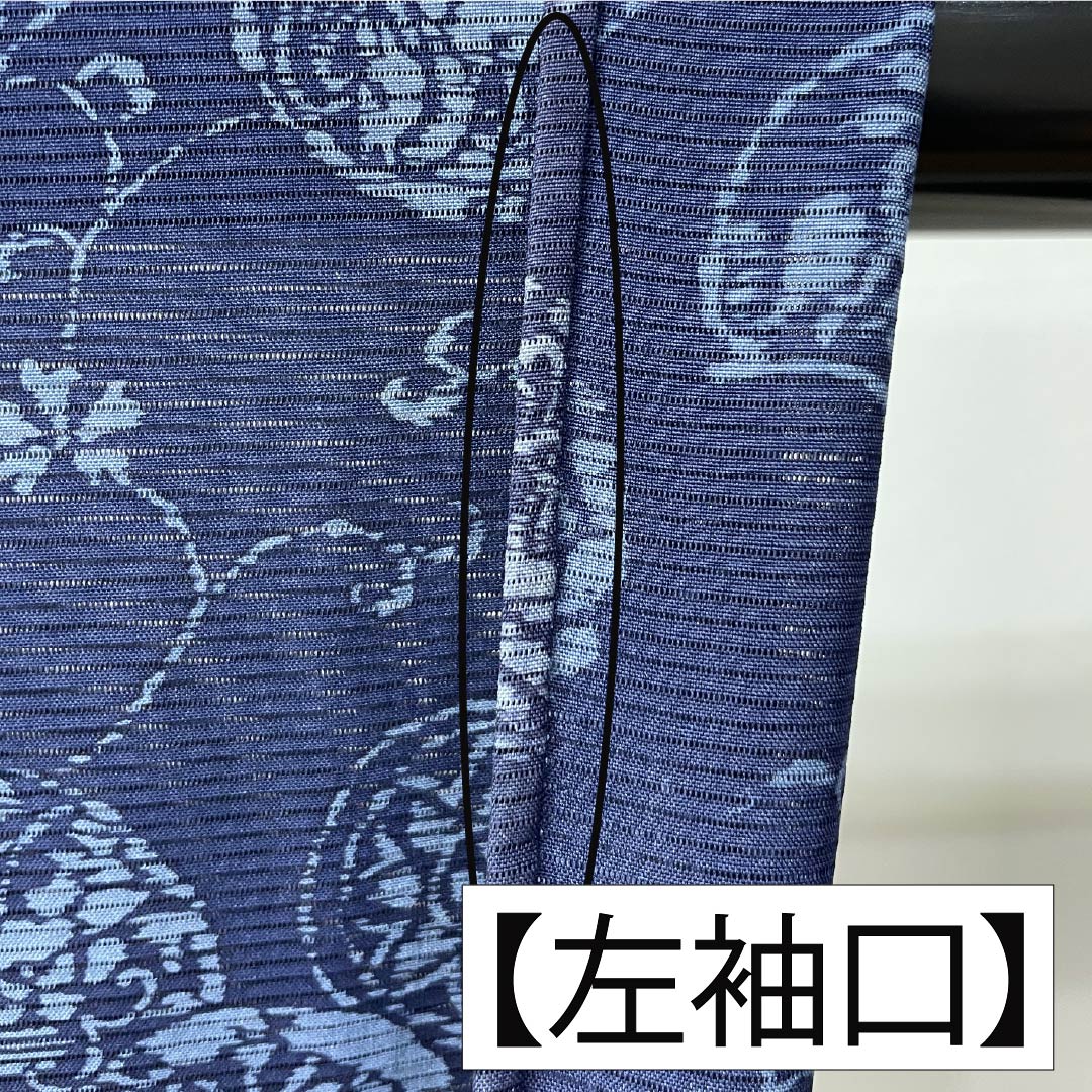 夏物 正絹 小紋 身丈163.5cm 裄丈63cm 紺色(こんいろ) 古典柄 型染 絽 Aランク 紺系 1132002713418