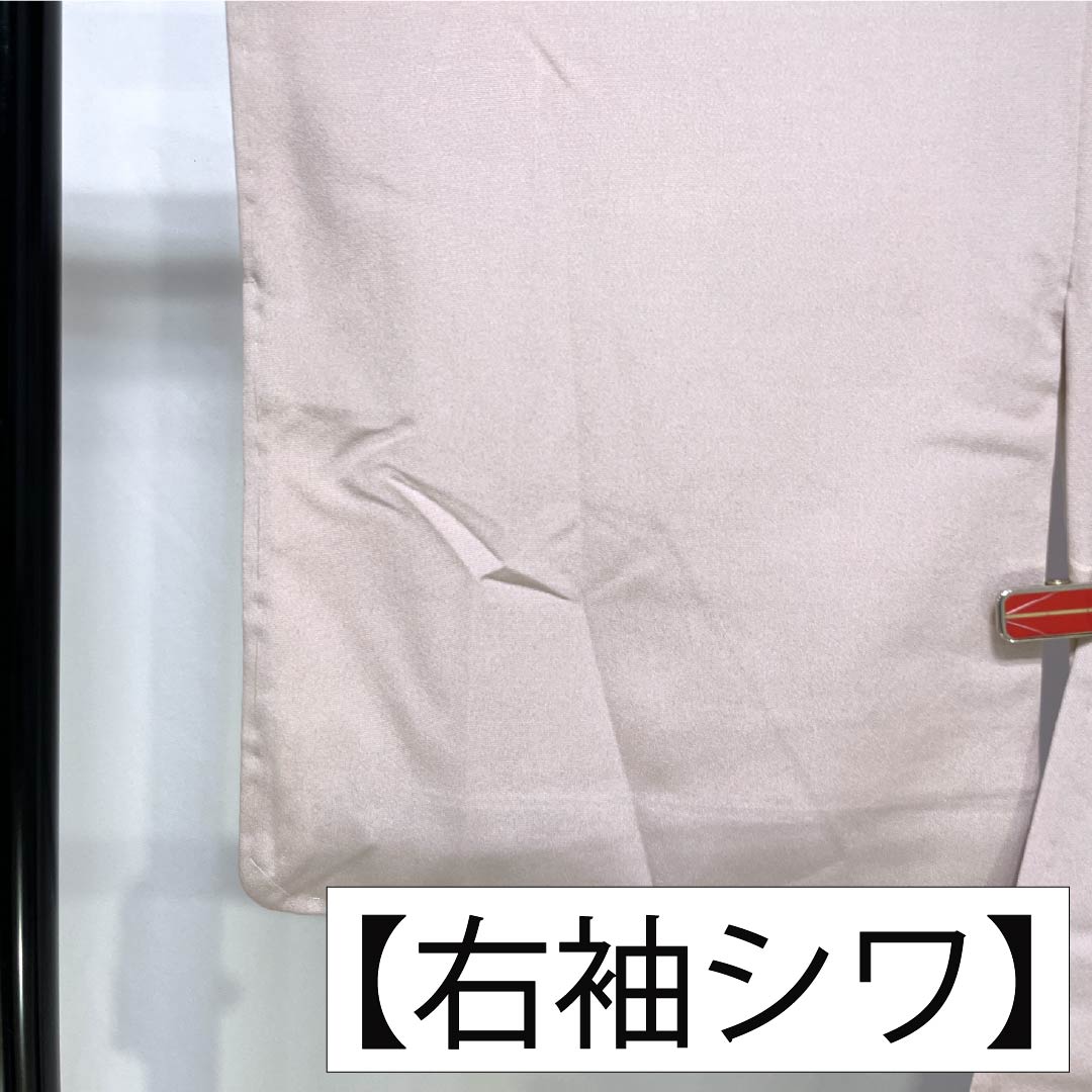 色留袖 正絹 Aランク 身丈157.5cm 裄丈62cm 袷 桜色(さくらいろ) 一つ紋 下り藤 京友禅 風景模様 作家物 しつけ糸付き 一つ紋 ピンク系 1111002003313