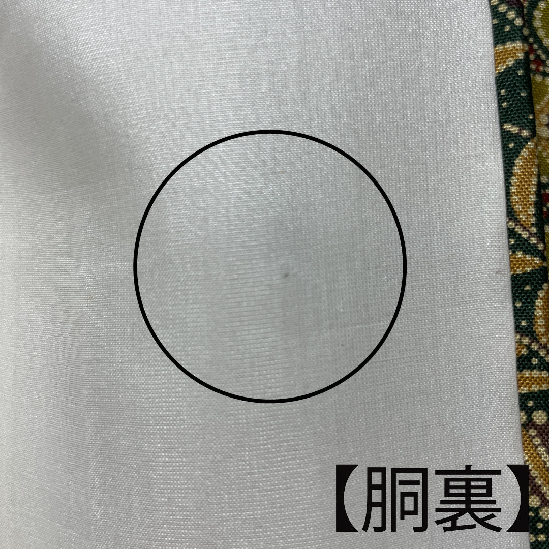 小紋 身丈162cm 裄丈65.5cm 袷 黒木賊色 更紗模様 正絹 Aランク 緑系 1115002703419