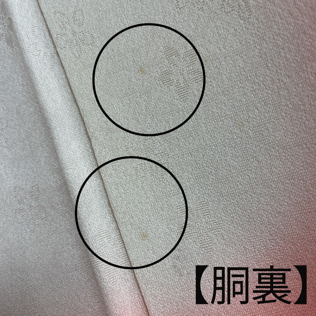 振袖 身丈166cm 裄丈63cm 袷 中紅色 鉾 草花模様 正絹 Aランク 朱系 1113001463516
