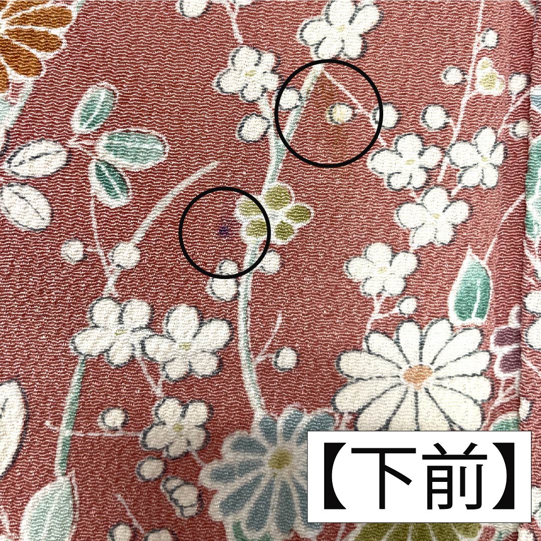 小紋 正絹 身丈156cm 裄丈62.5cm 袷 浅蘇芳色(あさきすおういろ) 草花模様 Aランク ピンク系 1115005083313