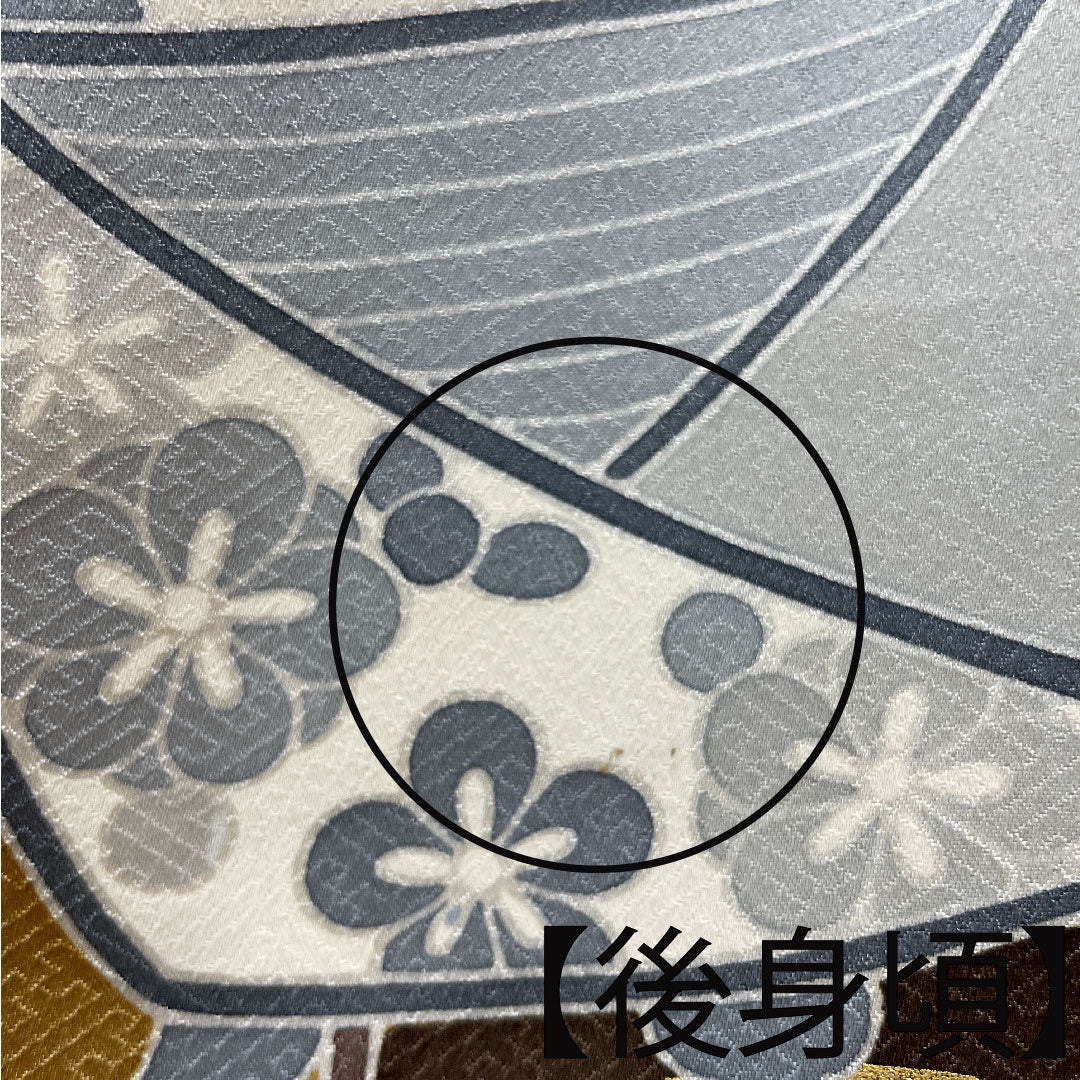 Long-sleeved kimono, length 157.5cm, sleeve length 65cm, lined, dark brown, Kyoto Yuzen, phoenix, thread wrapping, waves, pure silk, A rank, brown, 1113001543314