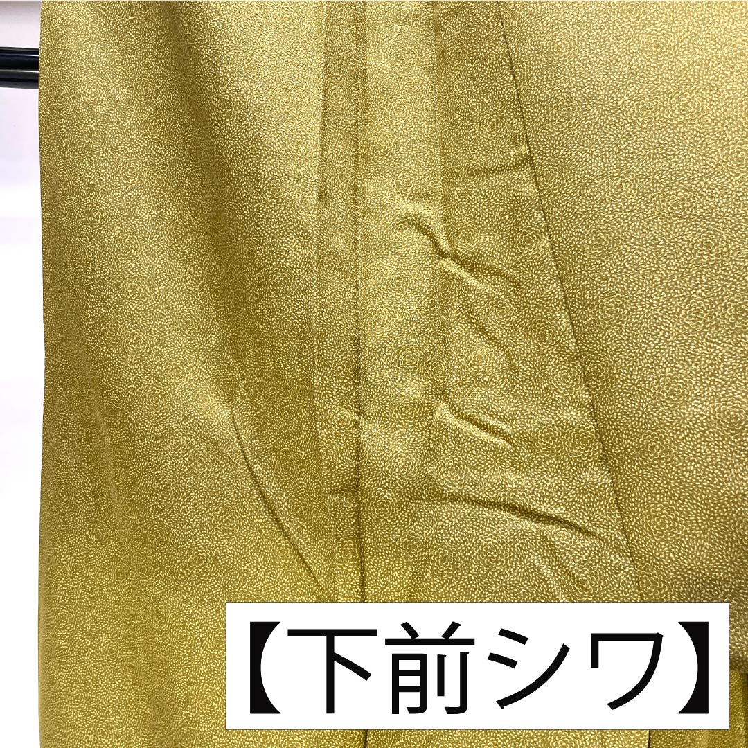 訪問着 正絹 Aランク 袷 身丈175cm 裄丈66.5cm 黄橡色(きつるばみいろ) 江戸小紋 重要無形文化財 今坂國雄 絞り道長 伝統工芸伝承者 黄系 1112007483823