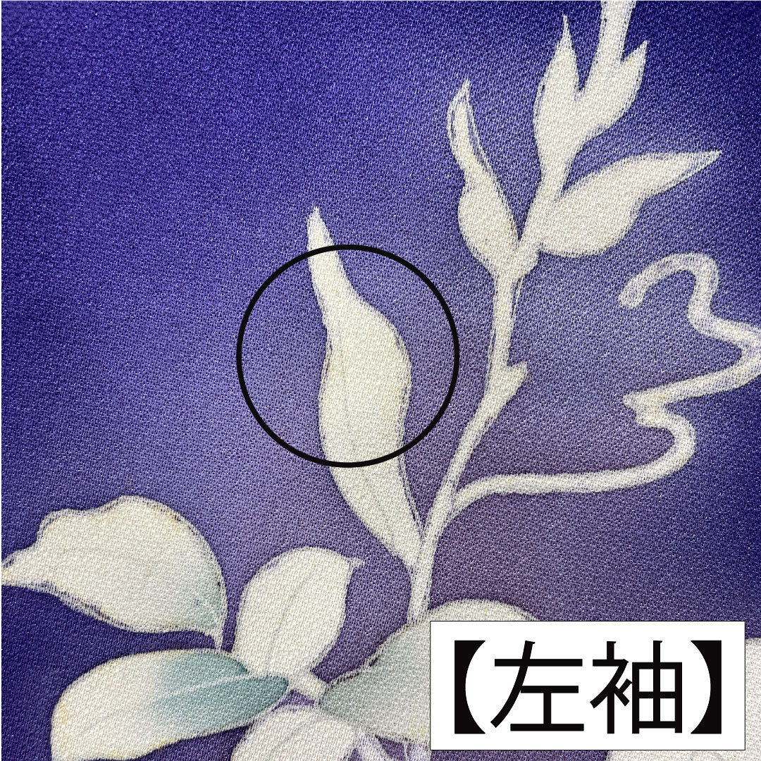 訪問着 正絹 袷 身丈160cm 裄丈62.5cm 菫色(すみれいろ) 京友禅 草花模様 Aランク 紫系 1112005323420