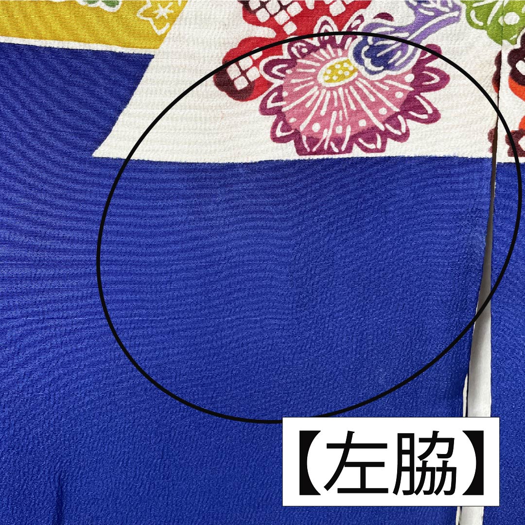 訪問着 正絹 Bランク 袷 身丈167.5cm 裄丈64.5cm 瑠璃色(るりいろ) 京紅型 紅型調 風景模様 半衿付き 青系 1112006684517