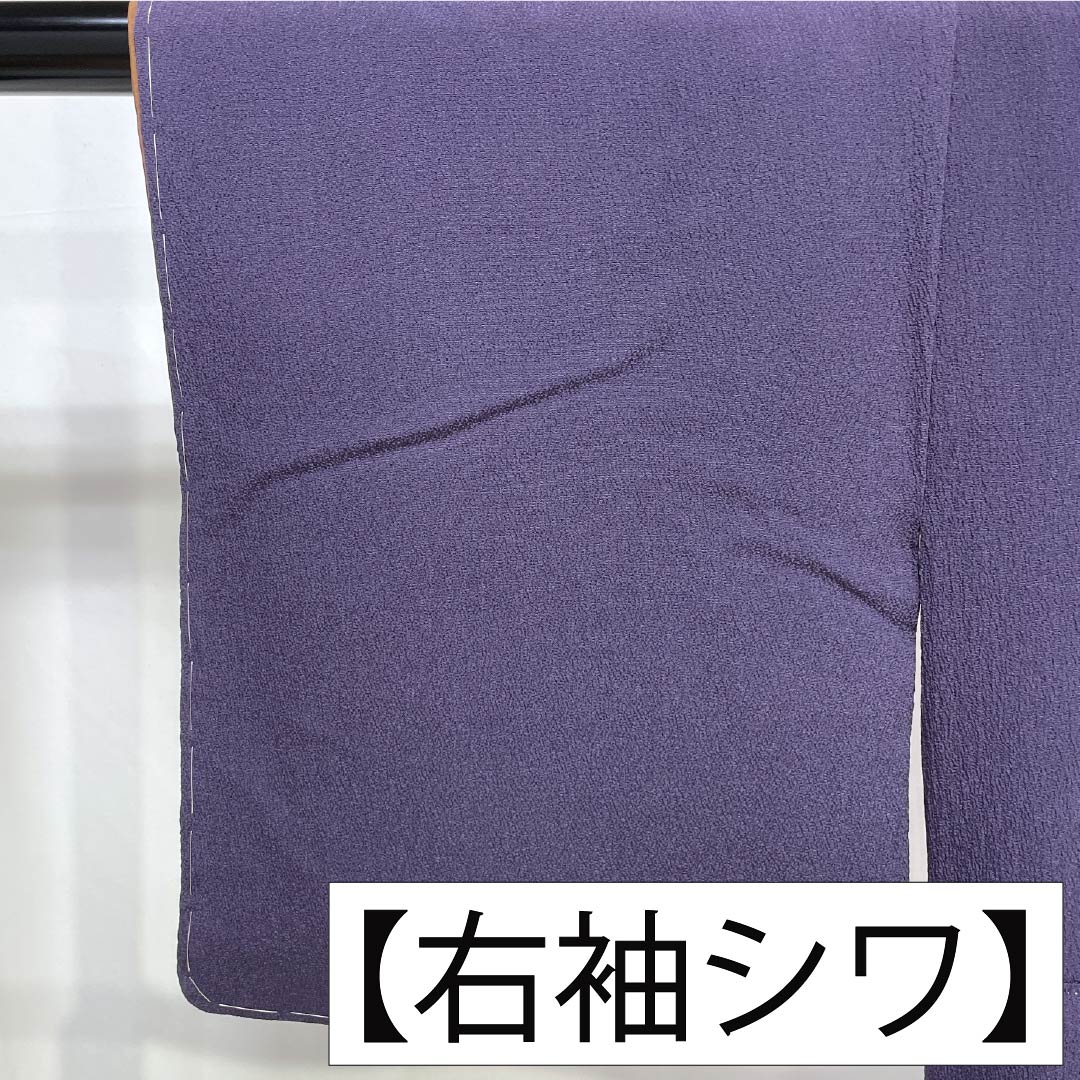 訪問着 正絹 Sランク 袷 身丈152cm 裄丈62.5cm 深紫色(ふかきむらさきいろ) 付下げ ちりめん 作家物 抽象模様 紫系 1112007452220