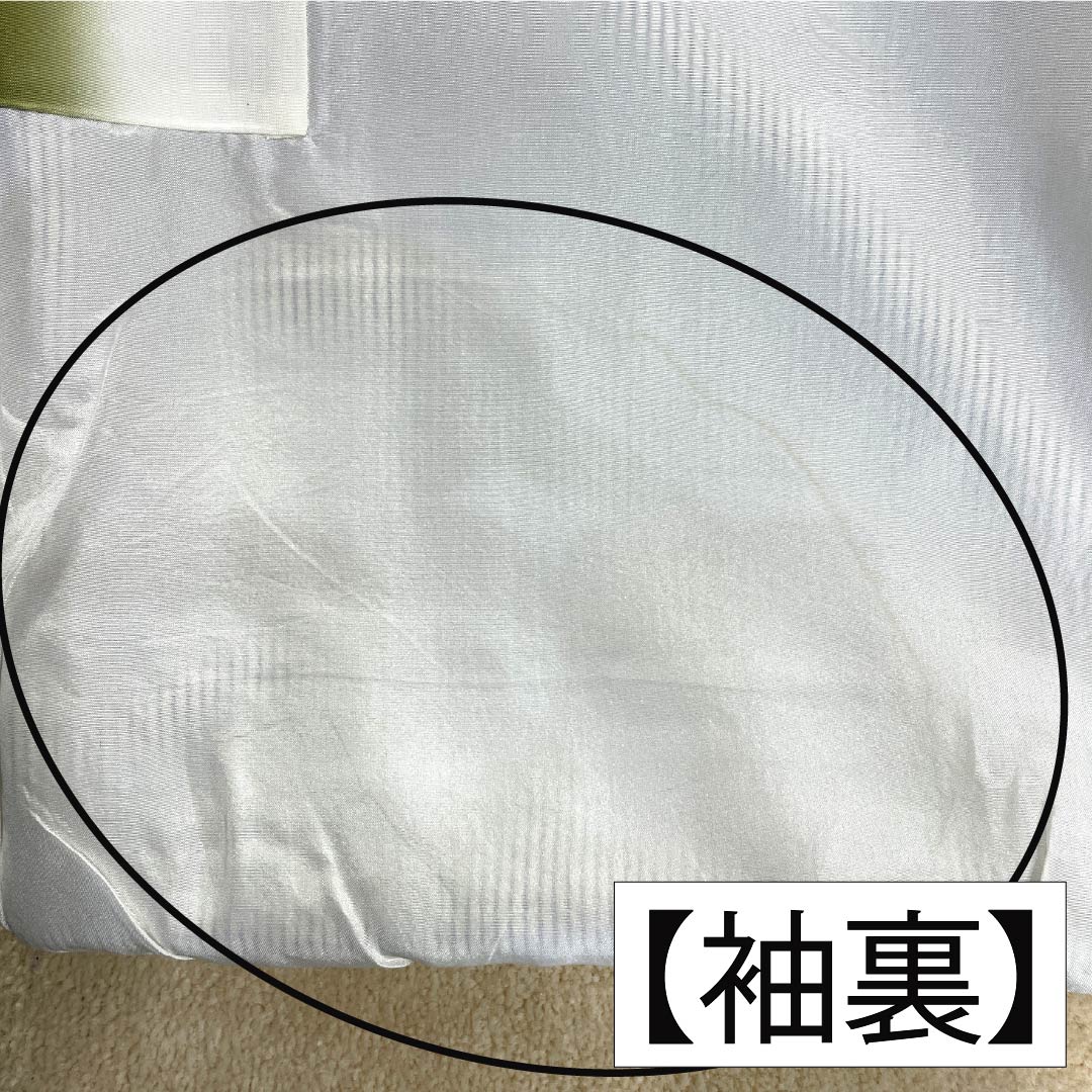 紬 正絹 Aランク 身丈154cm 裄丈62cm 乳白色(にゅうはくしょく) 塩沢紬 縞 袷 白系 1116004573211