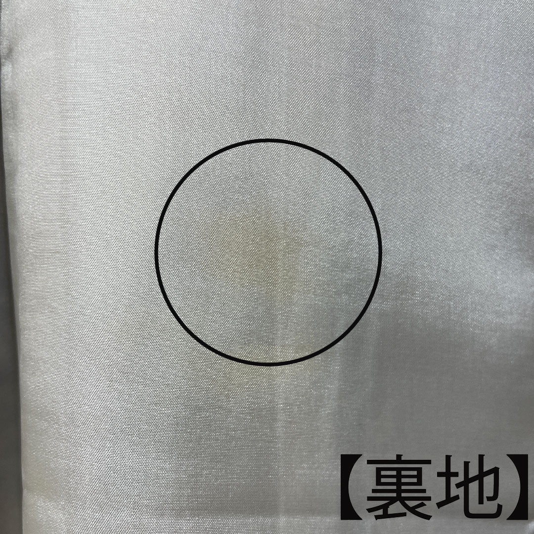 訪問着 正絹 袷 身丈161cm 裄丈64cm 白橡色 型染 草花模様 Bランク 黄系 1112002934423