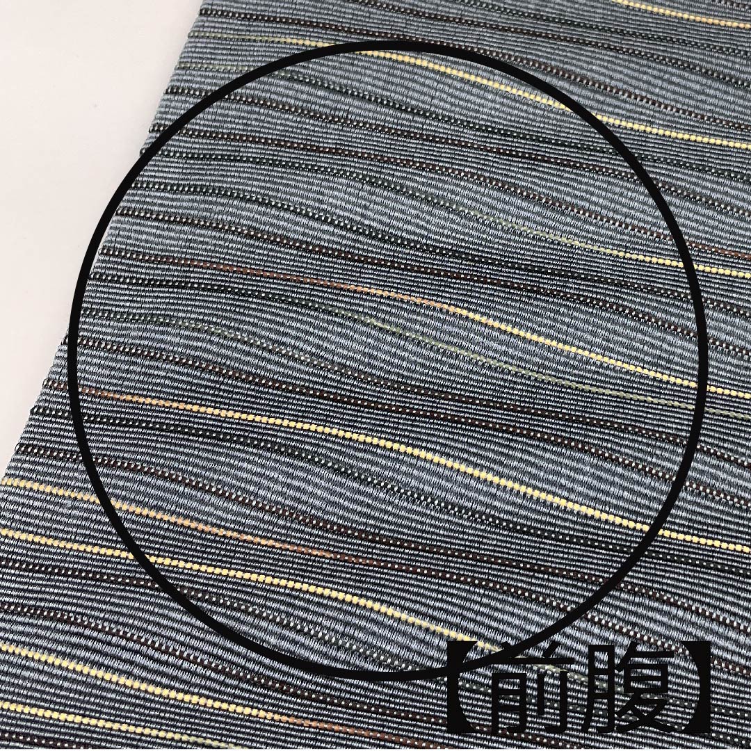 袋帯 黮色(つじみいろ) よろけ横段 変わり市松 帯丈464cm 正絹 Sランク 六通 カジュアル グラデーション系 1123008752499