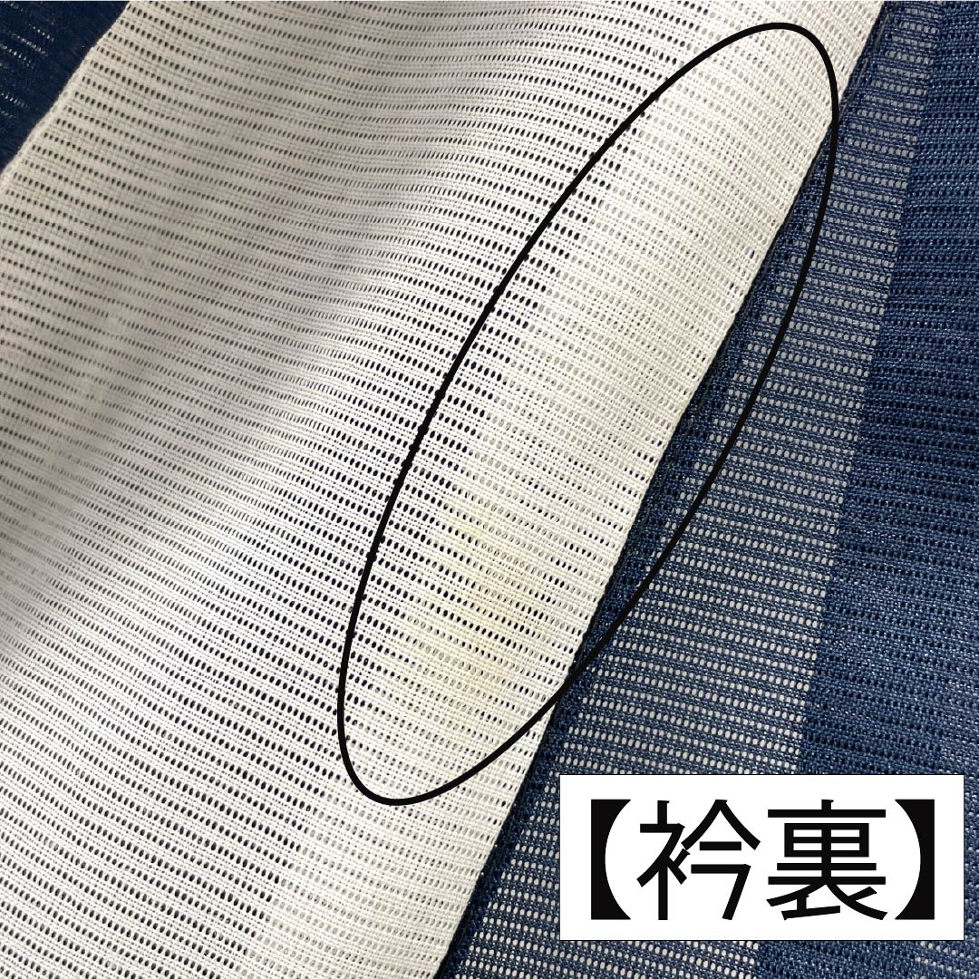 夏物 ポリエステル 色無地 Aランク 身丈159cm 裄丈63cm 印度藍色(いんどあいいろ) 洗える着物 絽 紺系 1132003023318