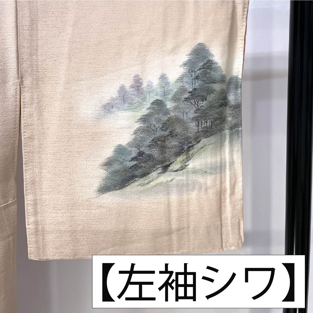 Visiting Kimono (Homongi) - Pure Silk, S-Rank, Lined, Length 161cm, Sleeve Length 65.5cm, Otomeiro (Girl's Color), Kyoto Yuzen, Artist's Work, Kinkakuji Landscape Painting, Pink, Basting Thread Included, Product Number: 1112007172413