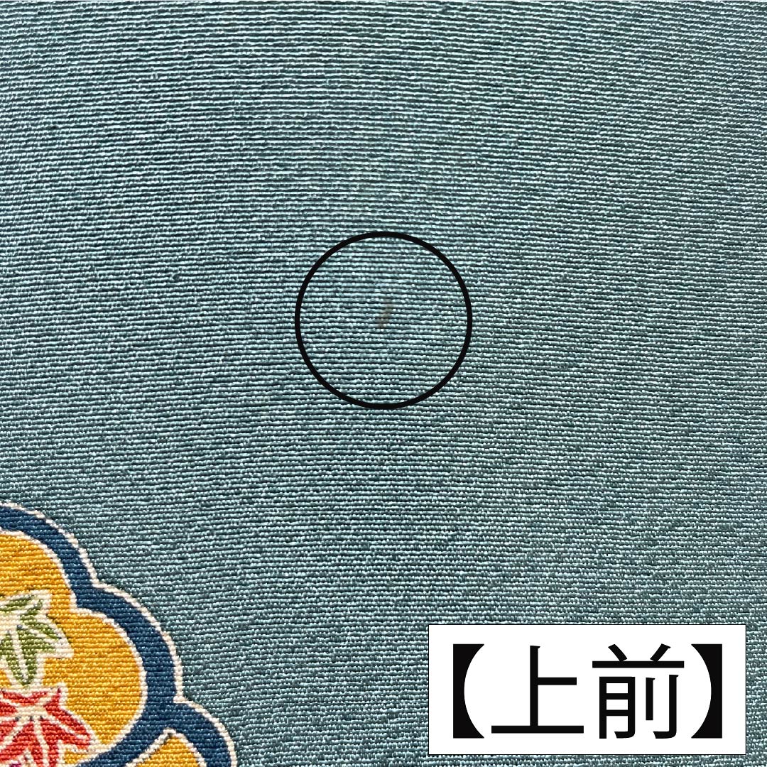 小紋 正絹 身丈152.5cm 裄丈64.5cm 袷 山藍摺色(やまあいずりいろ) 型染 熨斗 花柄 スコッチガード Bランク 緑系 1115005484219