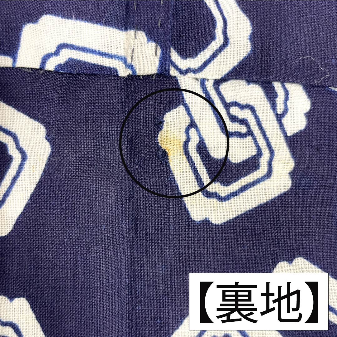 メンズ浴衣 木綿 Aランク 身丈145cm 裄丈67.5cm 濃紺色(のうこんいろ) 吉原つなぎ 将棋駒 単衣 紺系 1138000793418