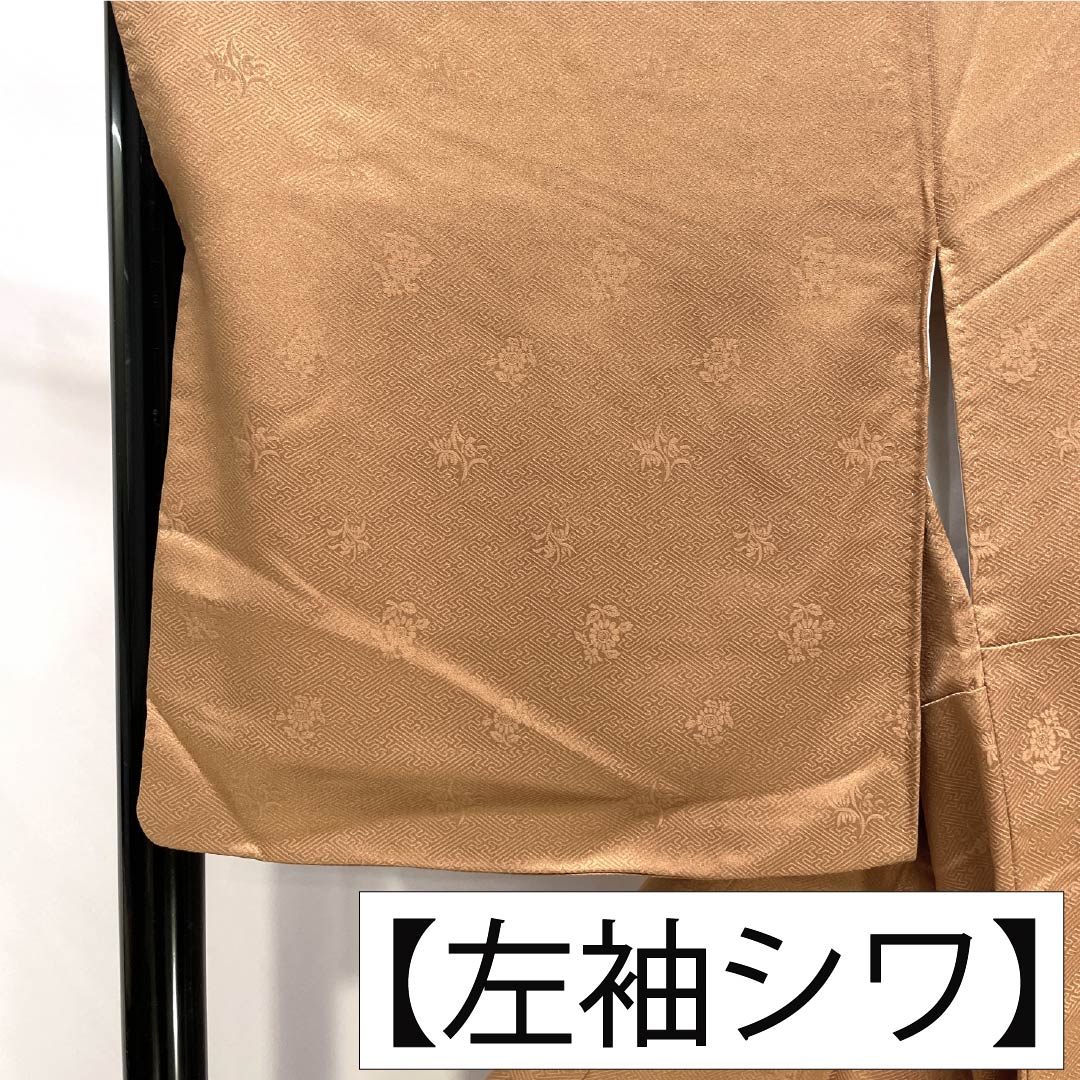 色留袖 正絹 Sランク 身丈158.5cm 裄丈67cm 袷 梅茶色(うめちゃいろ) 京友禅 時代人物風景模様 一つ紋 鶴の丸 一つ紋 茶系 1111002192314