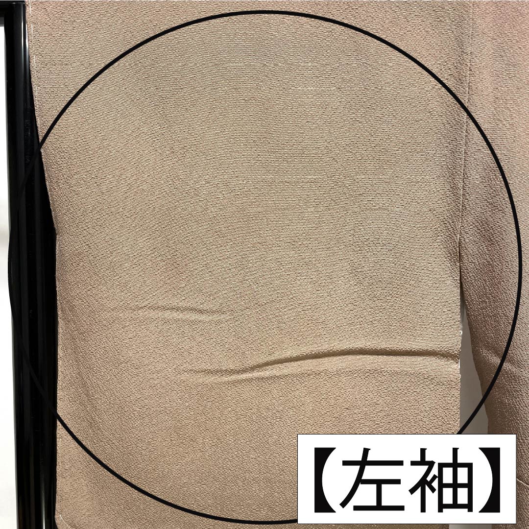 Homongi (formal kimono) made of pure silk, rank B, lined, length 158cm, sleeve length 67cm, Saganezuiro (Saga gray) color, tie-dyed, paulownia wood crepe, brown with basting thread, product number 1112007084314