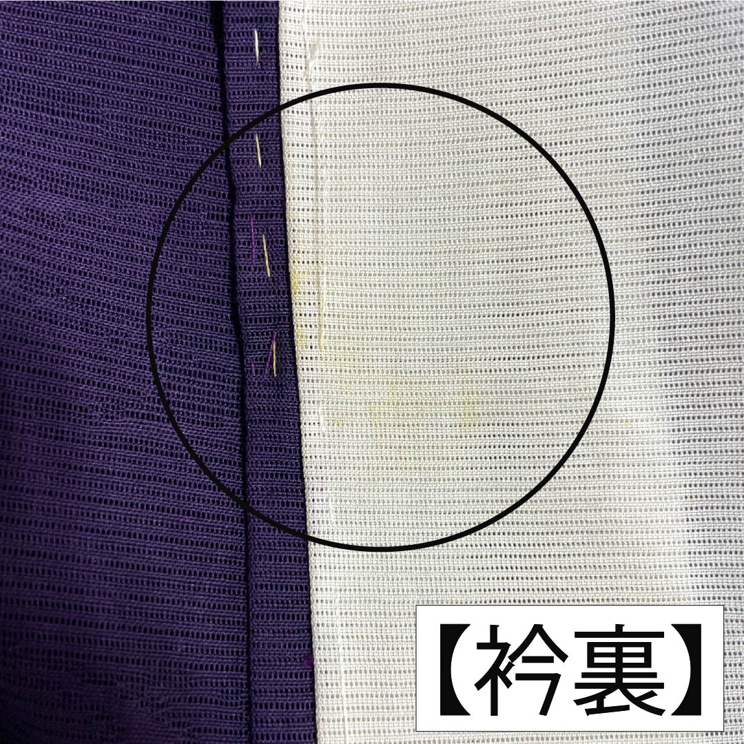 夏物 正絹 色無地 Aランク 身丈158cm 裄丈65cm 茄子紺色(なすこんいろ) 流水 紅葉 絽 紫系 1132004523320