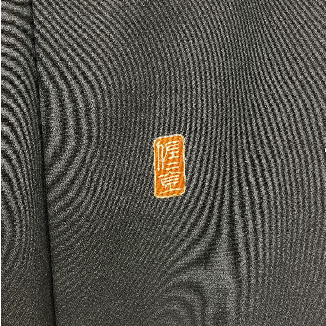 黒留袖 身丈161cm 裄丈64cm 袷 京友禅 吉祥文様 丸に橘 正絹 Aランク 五つ紋 黒系 1111000373410