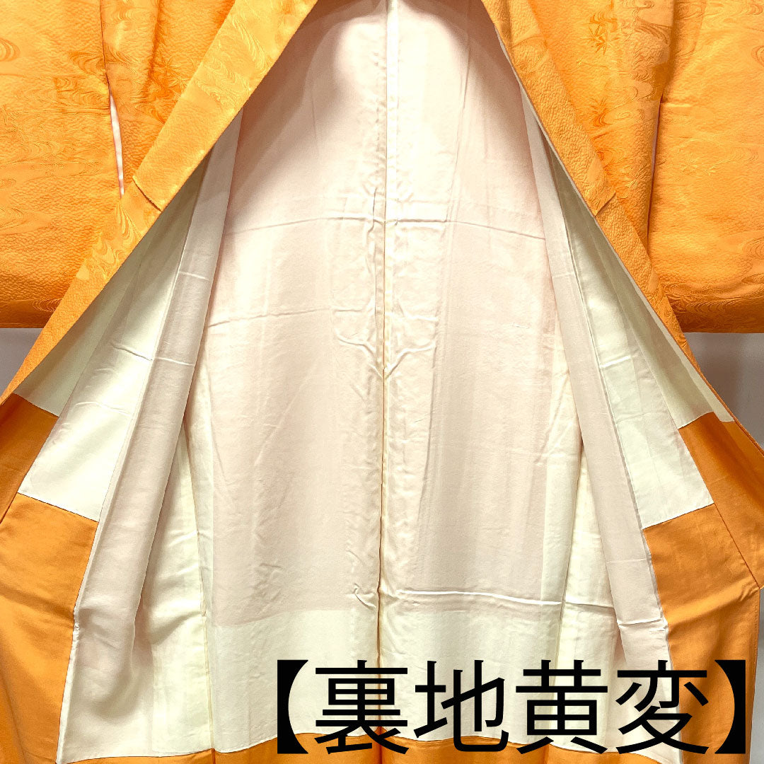 Plain color, pure silk, red shishi color, flowing water, different hawk feathers, length 161.5cm, sleeve length 64.5cm, lined, A rank, vermilion, 1114000823416