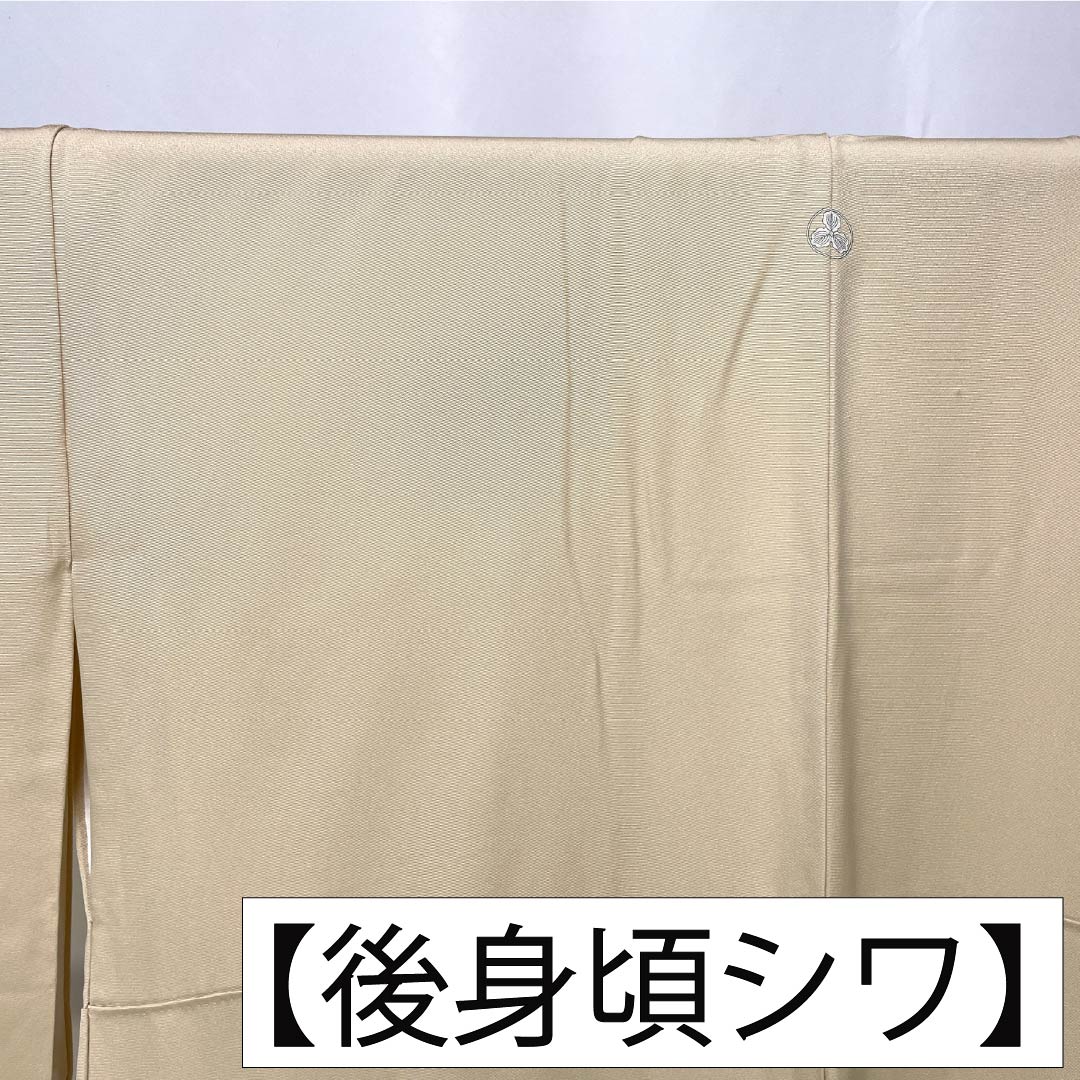 色留袖 正絹 Sランク 身丈167cm 裄丈68cm 袷 東京白茶色(とうきょうしらちゃいろ) 京友禅 松 屏風 一つ紋 丸に三つ柏 パールトーン加工 一つ紋 クリーム系 1111002182515