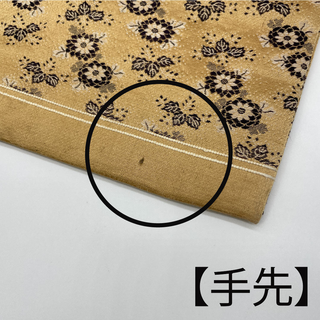 名古屋帯 両面全通 リバーシブル 草花模様 帯丈335cm 正絹 Aランク 全通 カジュアル 茶系 1124002433314 名古屋仕立て